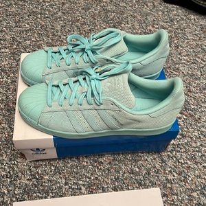 Adidas superstar mens 12 sea foam green barely worn